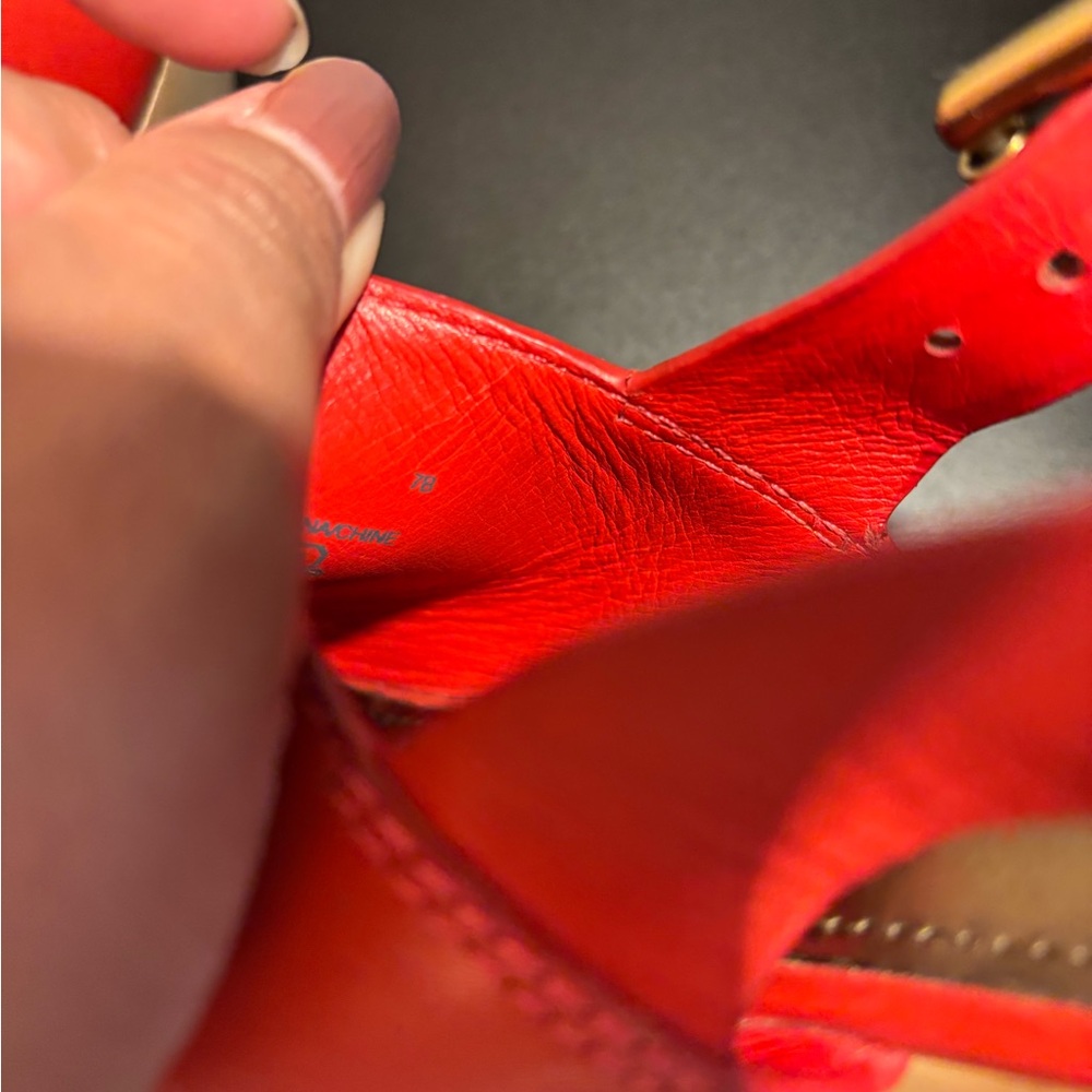 Coach Red Leather Mules with Wooden Heel - Picture 7 of 7